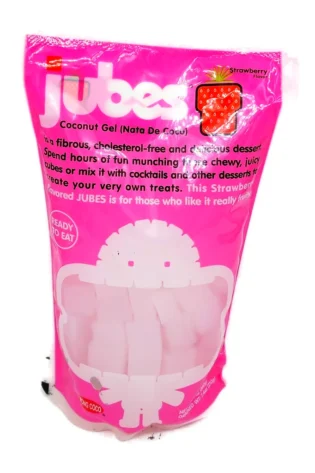 Jubes Coconut Gel (Nata De Coco) Ready To Eat - Strawberry Flavour 360g
